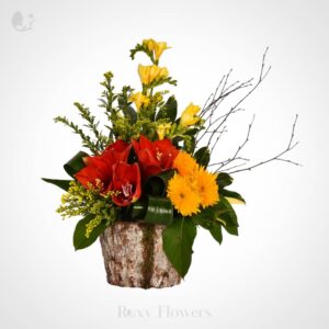 Aranjament floral amarilis și floarea soarelui – Razele fericirii