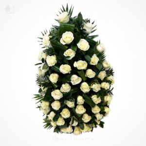 Coroană funerară cu 50 Trandafiri albi - Liniște eternă