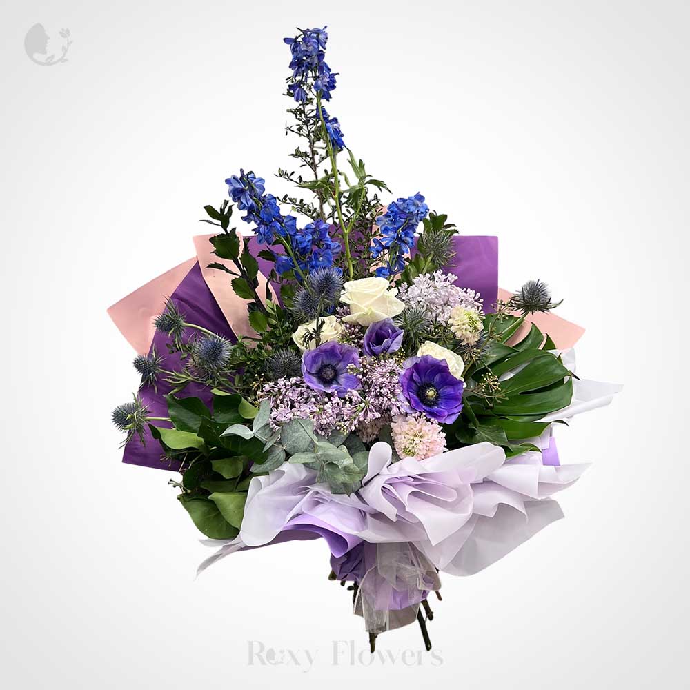 Buchet floral cu anemone mov și liliac - Violet Regal - imagine 2